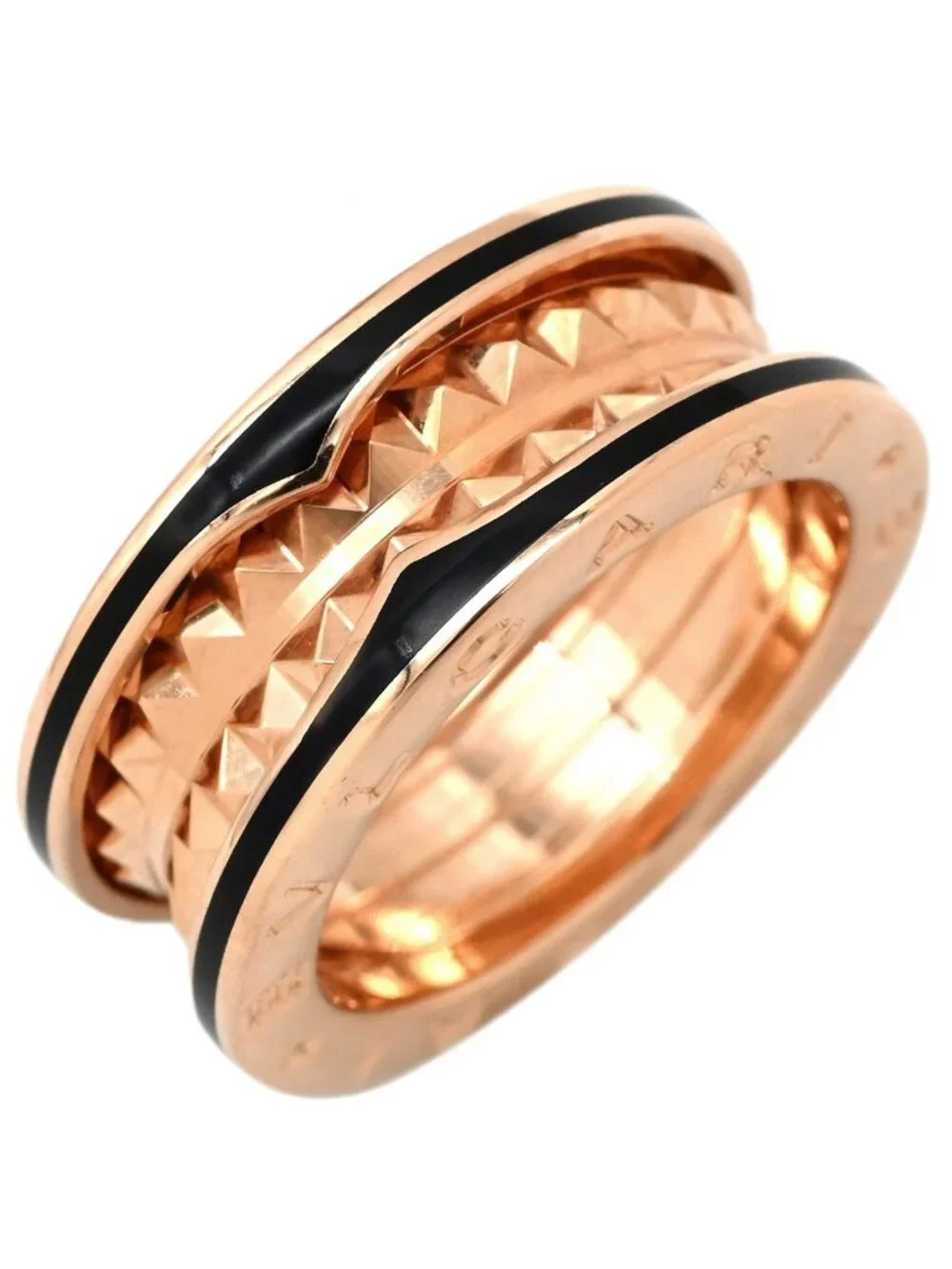 Bvlgari Ring Rock Band Black Pink Gold 53 18k